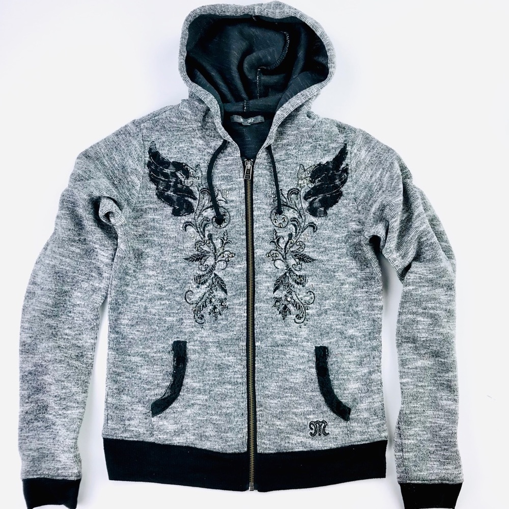 Miss me gray embellished zip up jacket